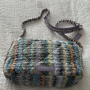 Steve Madden Pastel Multi Knit Crossbody Bag with Lavender Strap